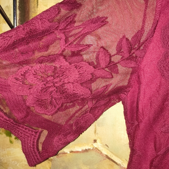 E'leter Lace Maxi Dress in Burgundy - Picture 3 of 7
